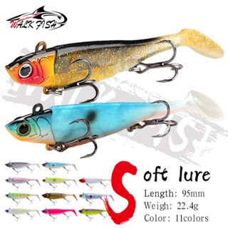 Walk CÁ 1 Cái Đầu Jig 95mm 22.4g Mồi Câu Cá Mềm T-Tail Pike Dụ Bass Câu Cá Mồi Mềm Mồi Thuyền Mã Seabass Mồi