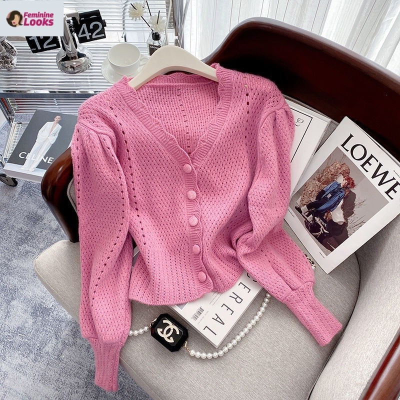 Áo Khoác cardigan Dệt Kim Lưng Cao Phong Cách Hàn Quốc