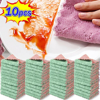 1 / 5 / 10 khăn lông cừu san hô - vải lau gia đình - dầu chống dính, hai mặt - khăn lau nhà bếp microfiber - khăn lau bát lông cừu san hô siêu thấm hút rags