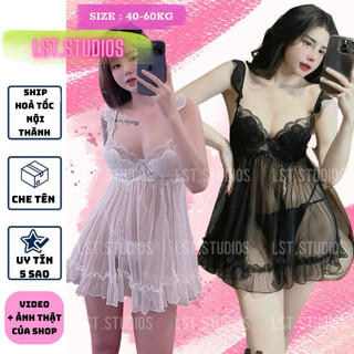 Yt1949 váy ngủ xẻ tà viền ren cúp ngực gợi cảm