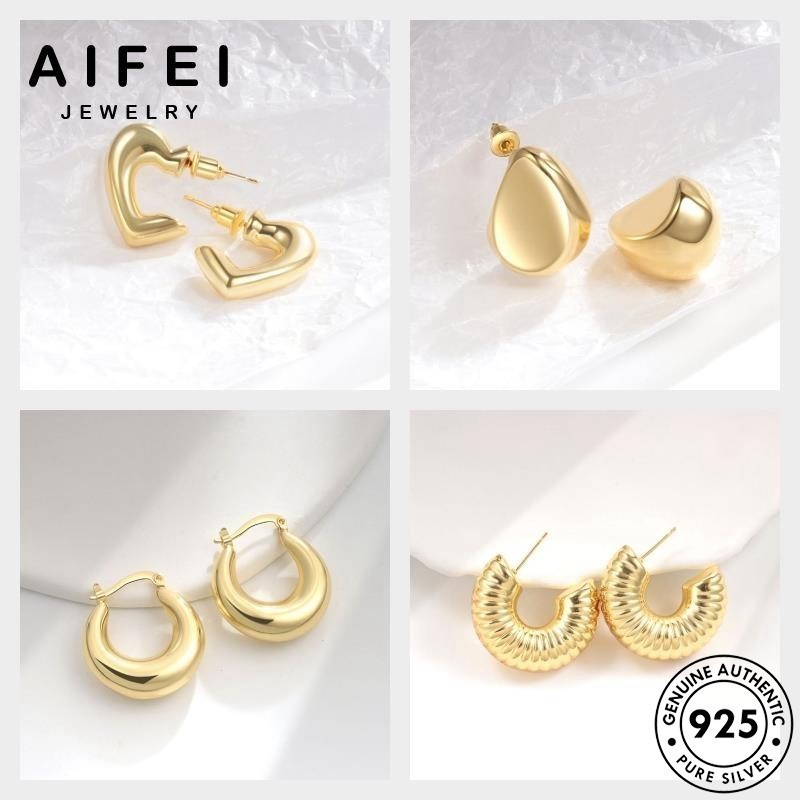 Aifei JEWELRY Moissanite Nguyên Bản Bạc 925 Vòng Bông Tai Thời Trang Kim Cương Vàng Nữ M126