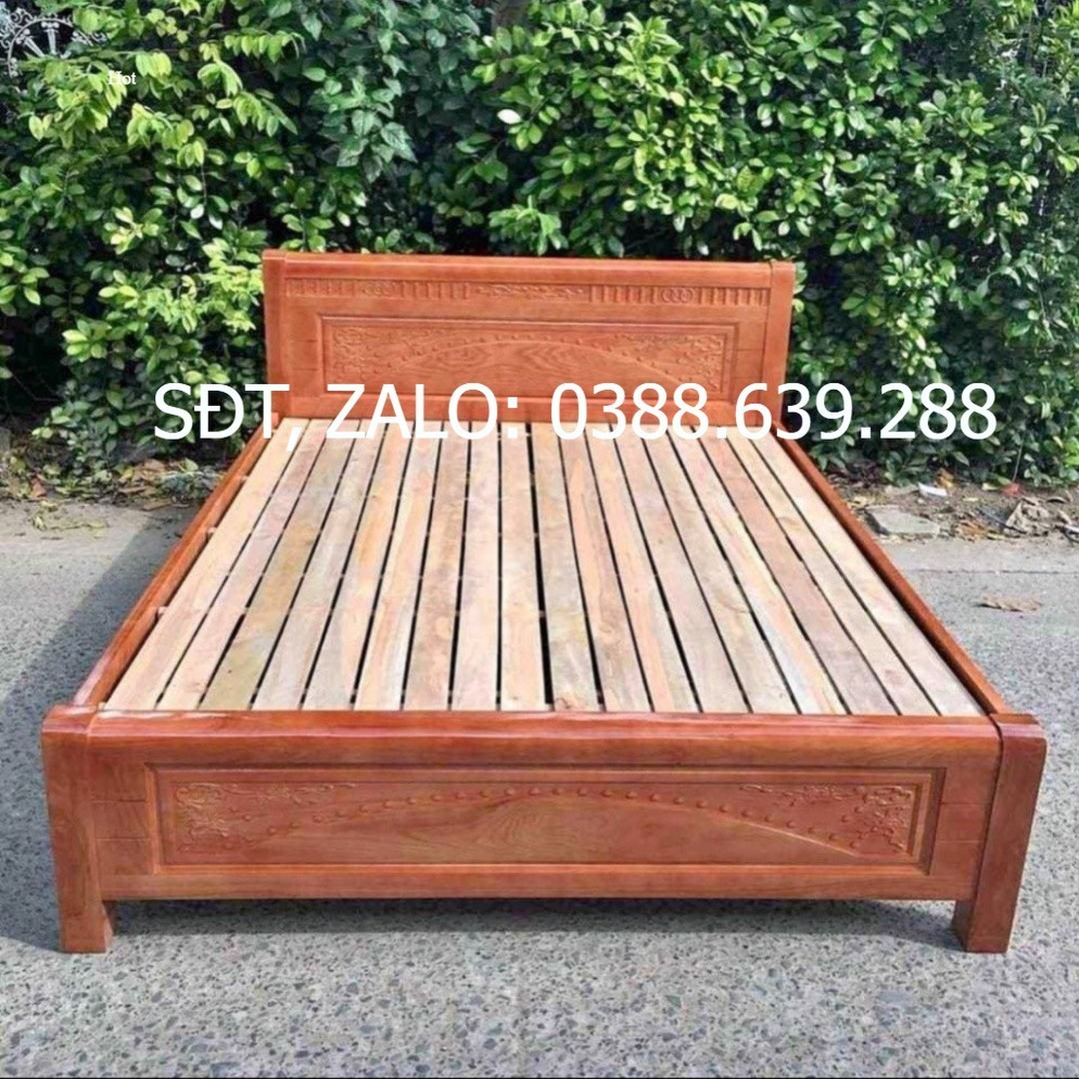 Giường gỗ sồi thời thượng gọn gàng, giường nằm ngủ gỗ ngẫu nhiên 1m6x2m, 1m8x2m - bh 12