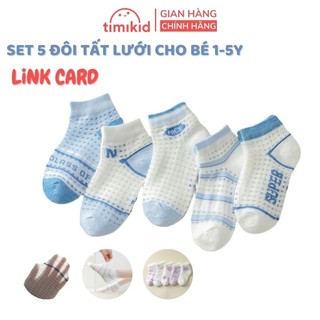 Set 5 Đôi Tất Lưới Cho Bé 1-5 Tuổi Link Card - Tất Mùa Hè Cho Bé - Timikid