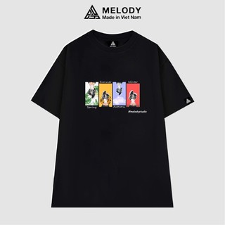 Áo Thun Unisex Nam Nữ Tay Lỡ Form Rộng Oversize Local Brand MELODY, Áo Phông Cotton 100% Fourseasons Tee