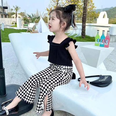Quần áo trẻ em bé gái mùa hè 2024 công chúa mới backless set nữ em bé internet nổi tiếng bộ hai mảnh nhà máy bán buôn