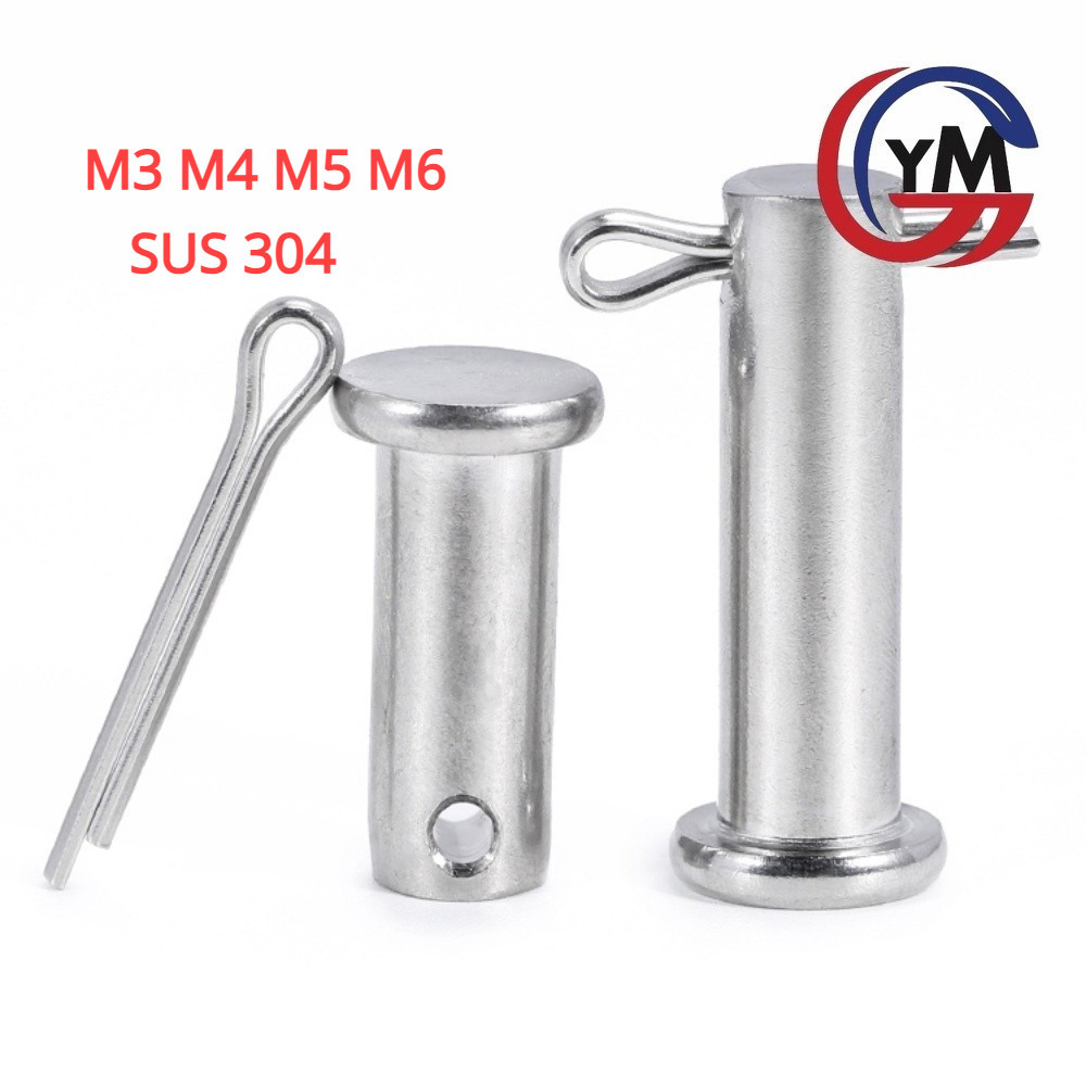 [Ymh1] Trục gài chốt chẻ  inox 304,  GB882 chốt định vị bắt chốt chẻ，Chốt chẻ  M3M4M5M6