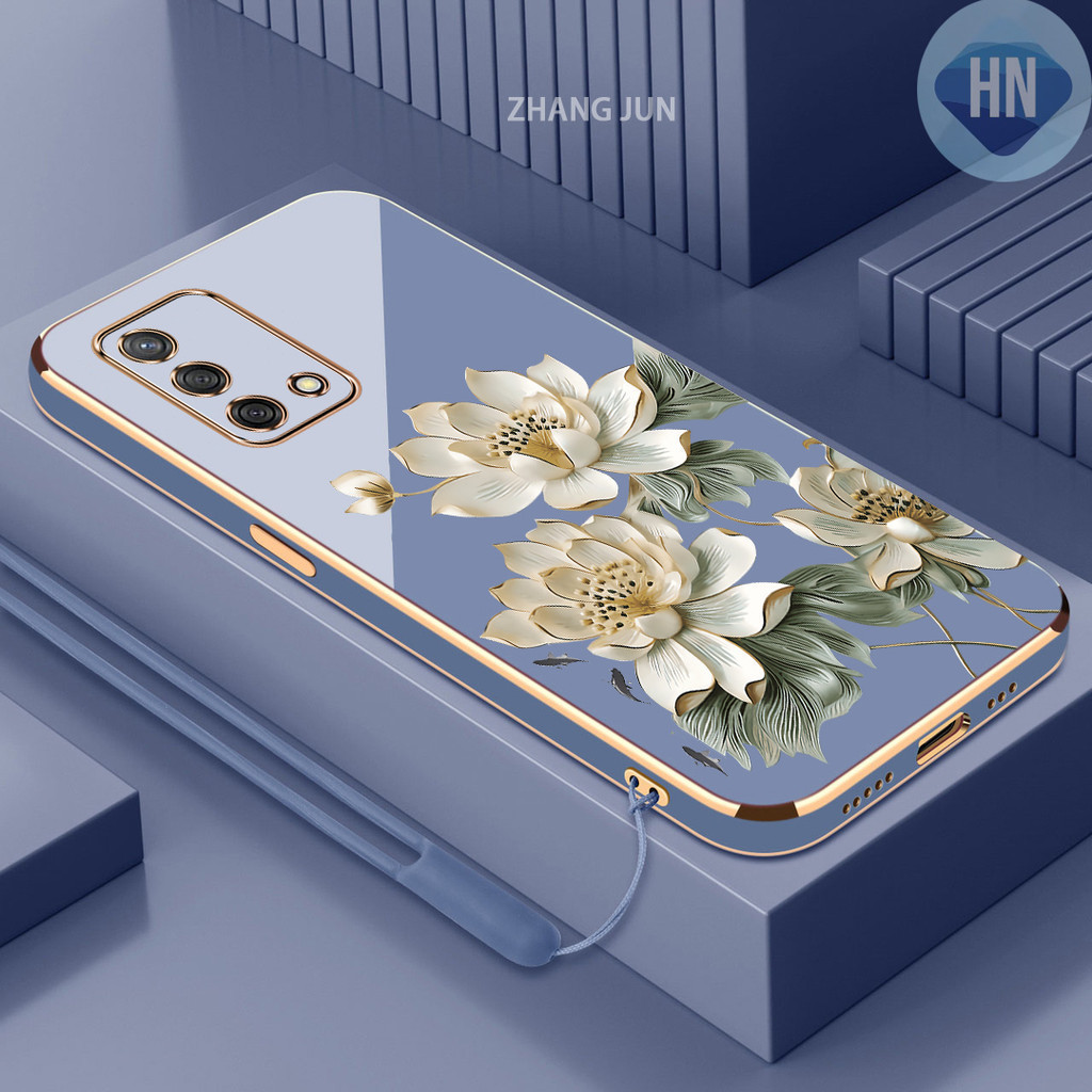 Ốp lưng OPPO A74 4G A95 4G A74 5G họa tiết sen tùy chỉnh vỏ TPU silicon mạ điện