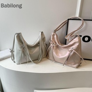  Túi đeo vai nơ dễ thương Túi đeo nách bằng da PU Ba lô màu trơn dành cho nữ
