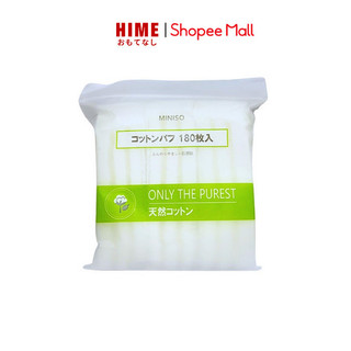 Bông tẩy trang MINISO Nhật Bản 180 miếng, cotton nguyên chất, siêu dai và mềm mại