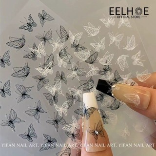Eelhoe dán móng tay nghệ thuật vẽ tay bướm chất lỏng dán móng tay nghệ thuật tự làm nghệ thuật decal dán đen trắng keo chống thấm nước trang trí móng tay