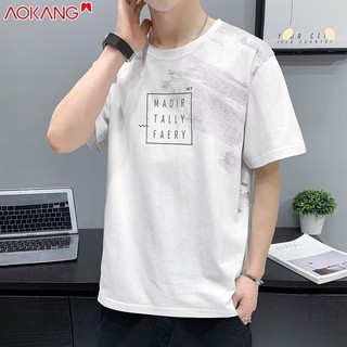 Áo thun nam tay ngắn AOKONG xu hướng rộng rãi mùa hè 2024 phong cách mới băng lụa nửa tay