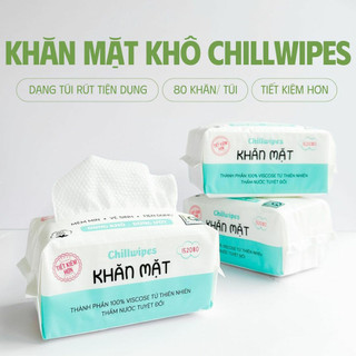 Khăn Giấy Đa Năng Chillwipes, Khăn Mặt Khô, Khăn Lau Mặt Dùng 1 Lần, Giấy Lau Mặt Khô, gói 80 Khăn, Khăn Đa Năng