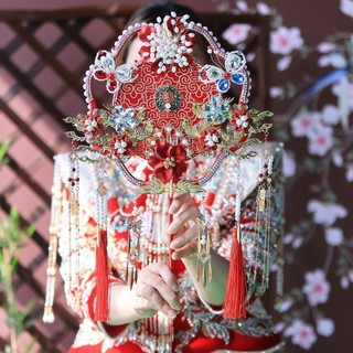 Quạt cổ điển cô dâu quạt cầm tay đám cưới tinh tế chúc mừng quạt cổ xiuhe bao quạt cầm tay hai mặt trận đấu
