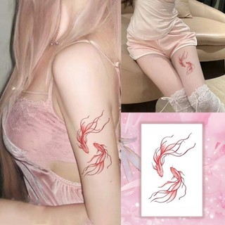 Màu Đỏ Song Ngư Họa Tiết Hình Xăm Cô Gái Dễ Thương Cánh Tay Hình Xăm Chống Thấm Nước Miếng Dán Hình Xăm Kéo Dài 7 Ngày Tạm Thời Hình Xăm Giả Trên Da