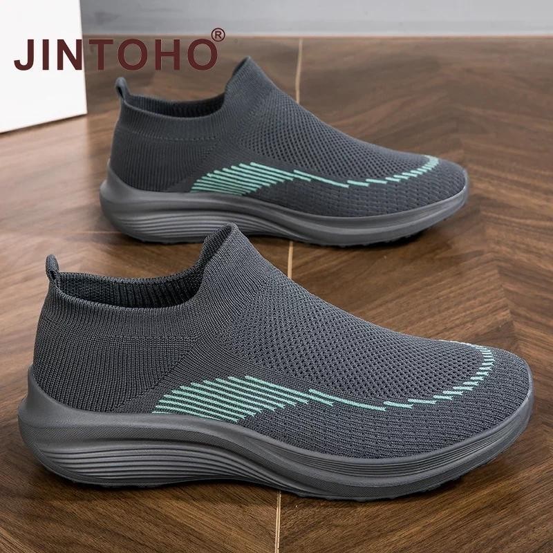 Jintoho Slip-On Giày Nam Cặp Đôi Mới Giày Thể Thao Vải Căng Nhẹ Thoải Mái Đi Bộ Giày Thoáng Khí Unisex Nam Nữ Loafers