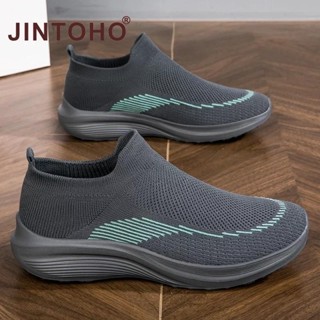 Jintoho Slip-On Giày Nam Cặp Đôi Mới Giày Thể Thao Vải Căng Nhẹ Thoải Mái Đi Bộ Giày Thoáng Khí Unisex Nam Nữ Loafers