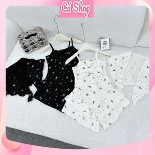 Set jum CS274 nơ hoa nhí kèm khăn cho bé gái