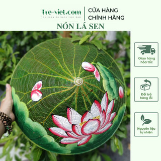 Nón lá bằng sen vẽ hoa - Nón lá sen chắc chắn