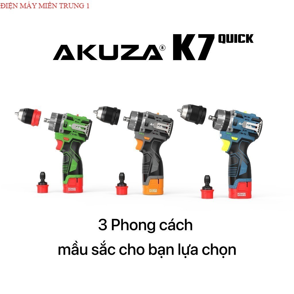 Máy Khoan 3 Chức Năng, AKUZA K7, Khoan pi.m Và Cấp Trượt 2 Trong 1,  Đầu 10 Điện máy MT
