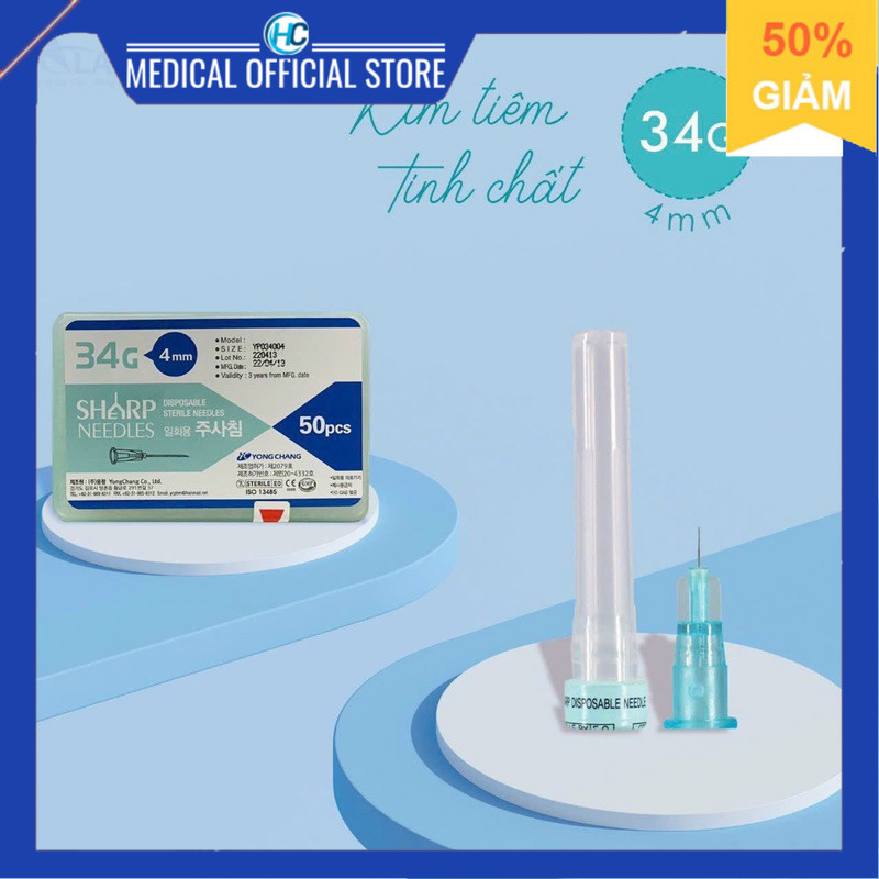 Lẻ 1 chiếc kim tiêm meso 34g hay 32g, kim tiêm dưỡng chất căng bóng da ,kim 34G, 32G( 1 Đầu kim)