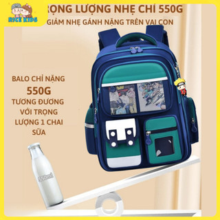 Balo chống gù cho bé tiểu học, cặp sách cho bé trai gái siêu nhẹ chống nước Cặp xách đi học tiểu học trung học