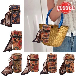 [Goodo] Túi Son Môi Mini, Túi Xô In Hình Hoạt Hình PU, Phụ Kiện Túi Đựng Tai Nghe Hình Trụ Hạt Gỗ Retro