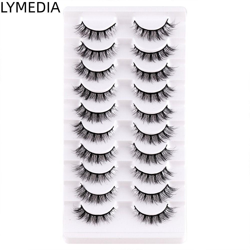 Lymedia 10 Cặp Lông Mi Giả Wispy Lông Mi Giả Giả Lông Mi Chồn Lông Mi Mèo Nhìn Mắt