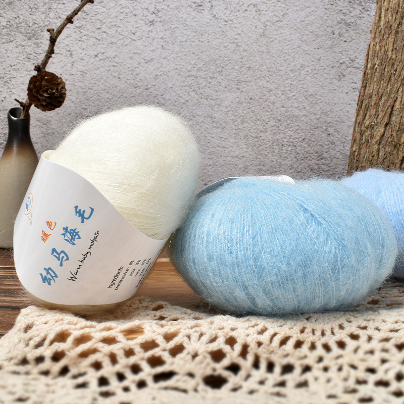 100g Mềm Mohair Đan Angora Len Sợi Cho DIY Đan Lông Tơ Ren Sợi Đan Áo Len Khăn Khăn Choàng