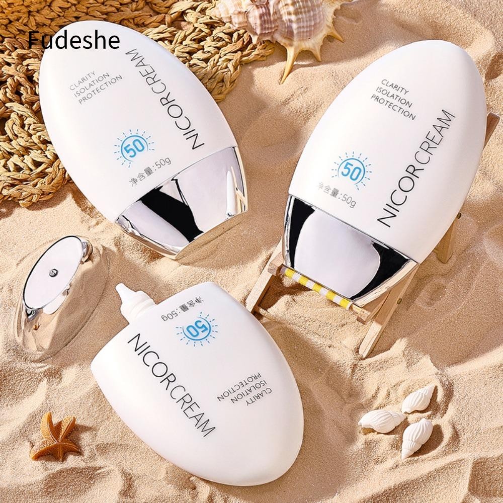 Kem chống nắng mặt FUDESHE, Kem cách ly chống nắng da khô và nhạy cảm, 50g Nicor Chống nắng vô hình 