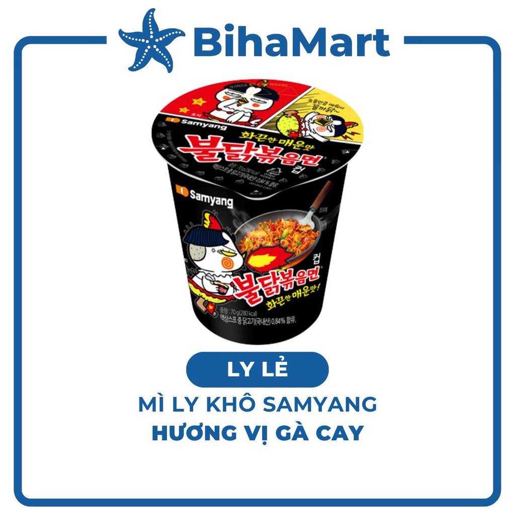 [LY LẺ] - SAMYANG - Mì ly khô gà cay Samyang hương vị Gà cay, Mì ly gà cay Samyang Hàn Quốc, Mì Samy