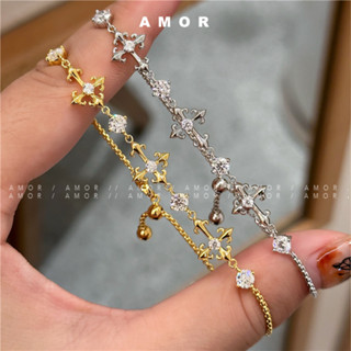  Vòng tay cổ điển hoa Iris Cross Vàng bạc cho cặp đôi và nữ 