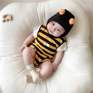 Bộ body ngắn tay bodysuit Babyshop88vn cho bé trai bé gái M18325-2 mẫu chip ong có mũ