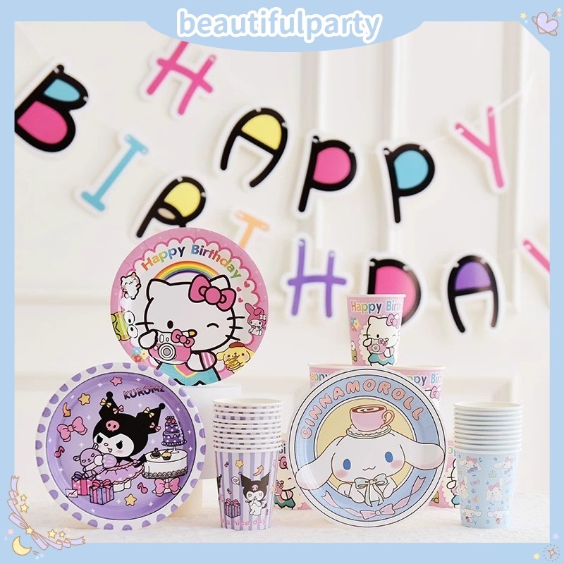 Bán chạy Kuromi Melody KT Cat Người lớn Trang trí sinh nhật Cảnh trang trí Đồ dùng dự tiệc dùng một 