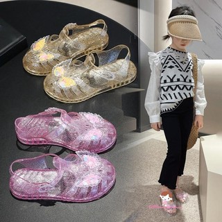 Xzq-little Girls Glitter Jelly Sandals Mùa Hè Bướm Cutout Flats Giày Đi Bộ Cho Bé Sơ Sinh Trẻ Sơ Sinh
