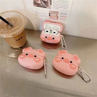 Ốp bảo vệ Vỏ sạc tai nghe Bluetooth Airpods 1 2 3 Pro I12 I13 Inpod 12 13 Pro Hình con lợn màu hồng 3D dễ thương