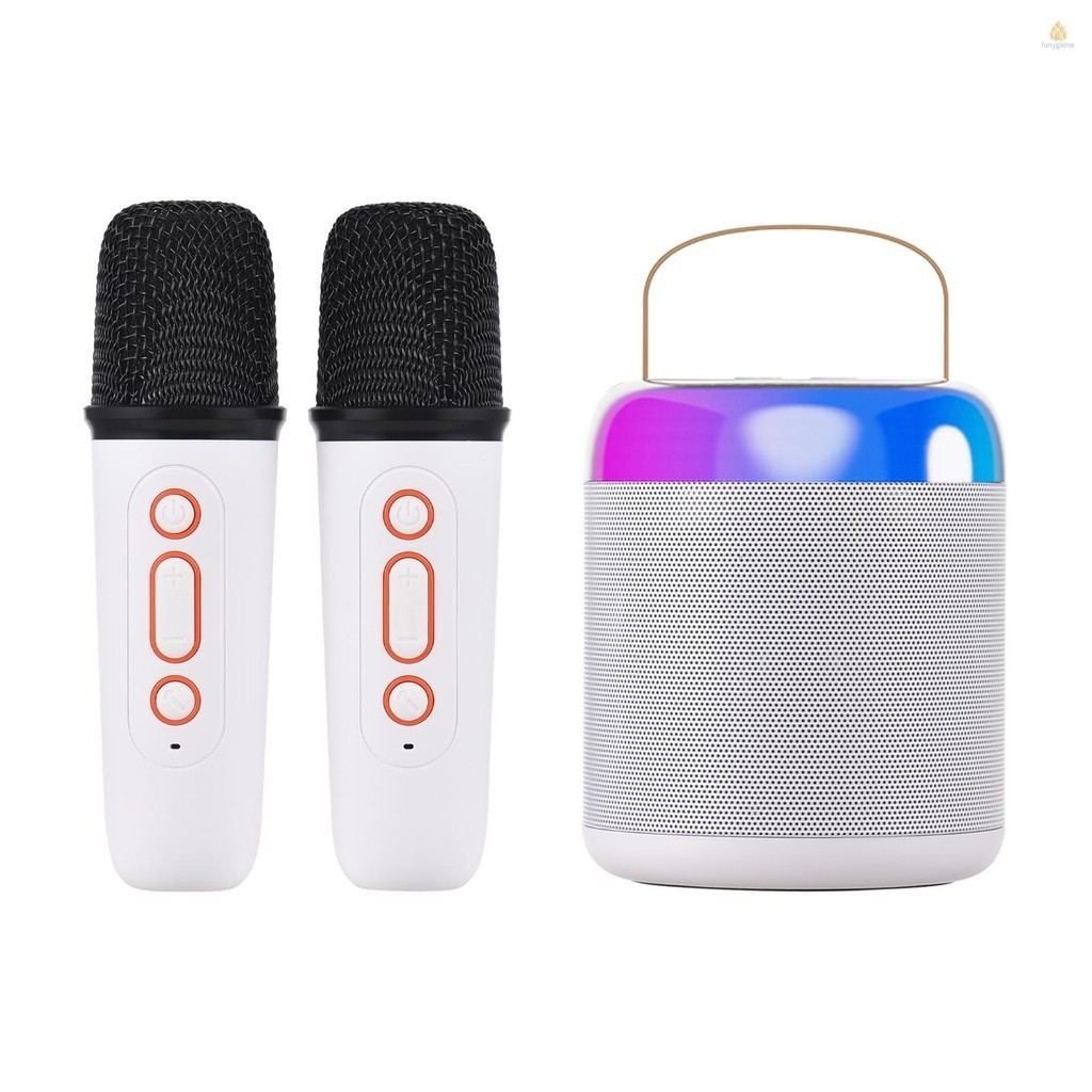 Bộ micro di động &amp; hộp âm thanh Máy Karaoke Mini Loa BT với 2 micrô Loa không dây ngoài trời tại nhà Hộp thoại có thể sạc lại &amp; Mic cầm tay Loa Mic Karaoke B