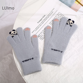 Luimo Găng Tay Trẻ Em Aldult Kawai Bảo Vệ Lạnh Mùa Đông Mới Sang Trọng Găng Tay Co Giãn Đan Màn Hình Cảm Ứng Làm Dày Lông Cừu Đi Găng Tay SBS