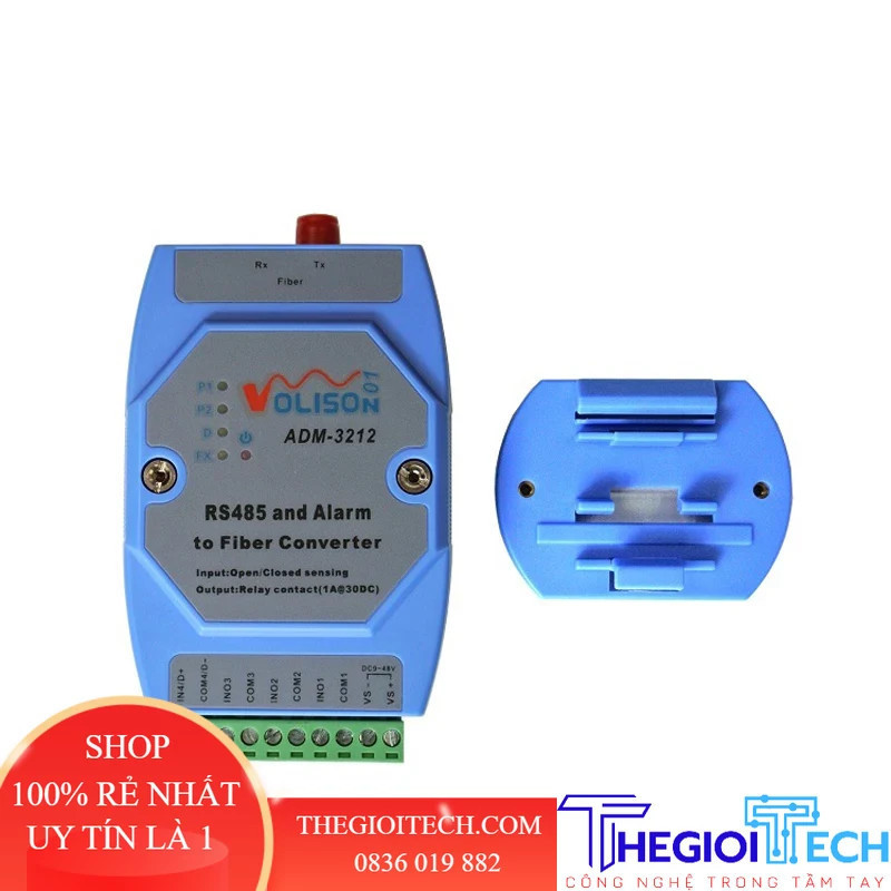 Cặp Tín Hiệu Báo Động Đến Sợi Quang Chuyển Đổi 2 Kênh Thu Phát Quang Với 1 Kênh RS485\Dành Cho Tế Bào Quang Hồng Ngoại - ADM-3202 No 485