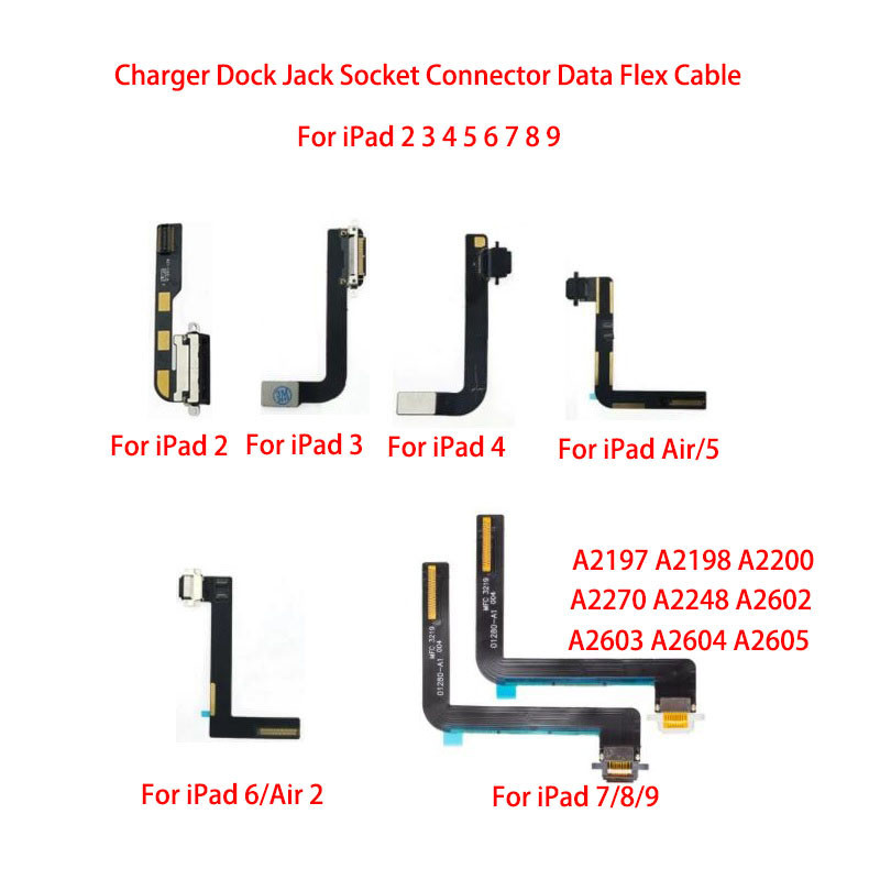 1 Chiếc USB Sạc Dock Cổng Sạc Cáp Mềm Cho iPad 2 3 4 5 6 7 8 9 2017 2018 2019 2020 A2197 A2200 A2198