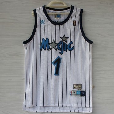 NBA Jersey Orlando Magic Số 1 Mcgrady Mcgrady Jersey Áo thể thao sọc lưới trắng