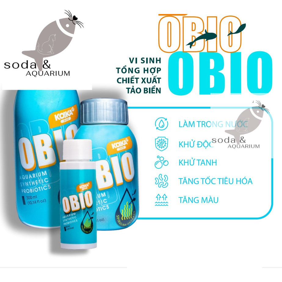 Men Vi Sinh Koika OBIO - Vi Sinh Cao Cấp Dành Cho Cá Cảnh ( 30 - 180 - 300ml)