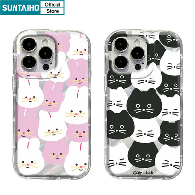 Suntaiho Ngộ nghĩnh Vỏ Dễ Thương Graffiti Họa Tiết Thỏ Mèo Ốp lưng Iphone 15 14 12 13 11 Pro Max IP 7 8 Plus Iphon X Xs XR Xs Max TPU Silicone Mềm Cao Cấp Chống Sốc Ốp Lưng