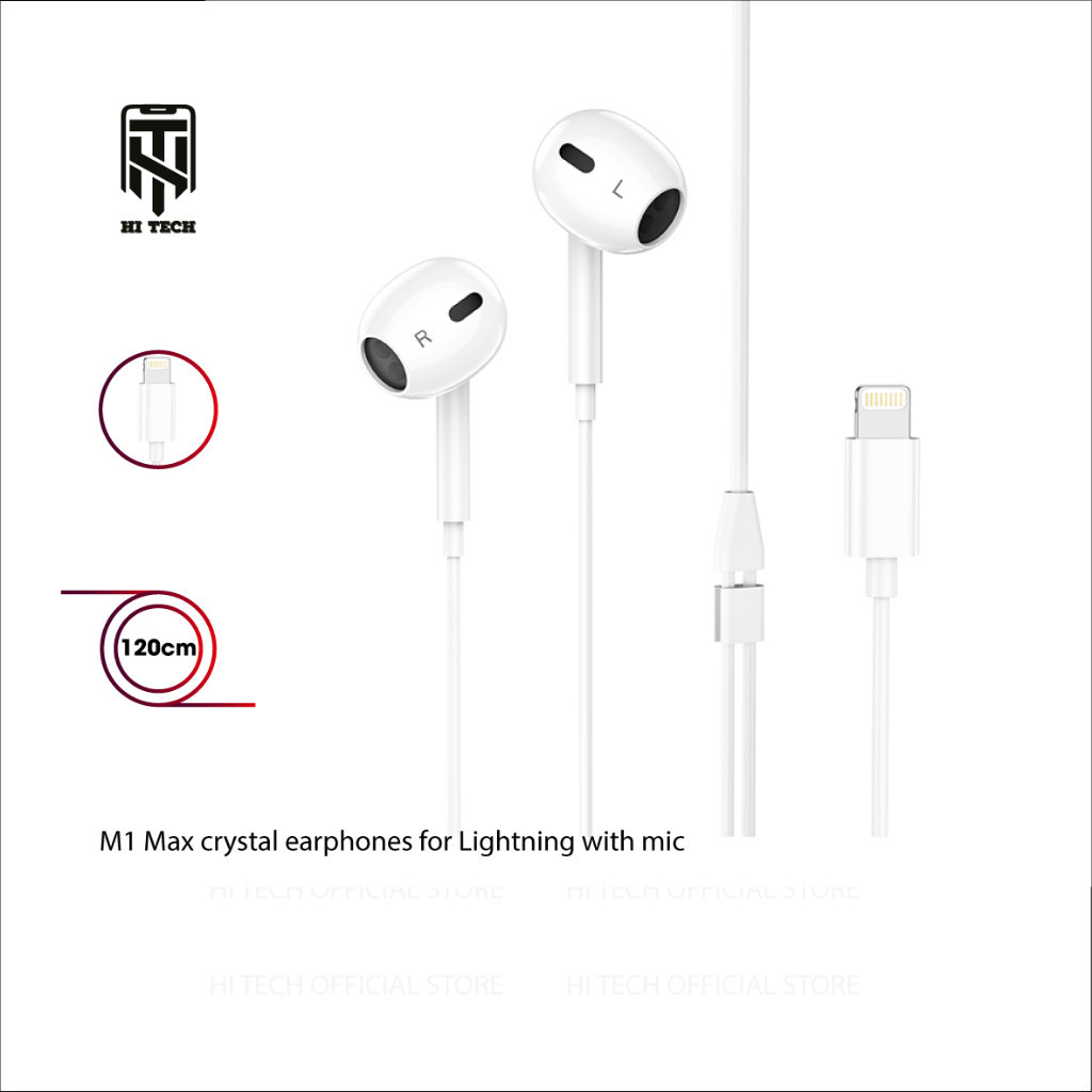 Tai nghe Hoco M1 MAX dùng cho điện thoại10/11/12 nhét tai có mic kết nối bluetooth dài 1.2M.