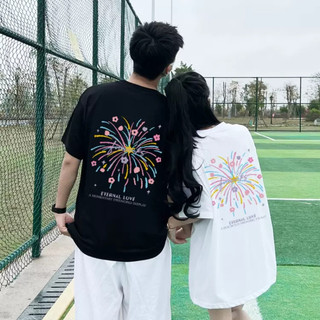 [Polyester] Phiên bản Hàn Quốc Áo thun ngắn tay dáng rộng dành cho cặp đôi mùa hè Áo thun nữ tối giản đa năng