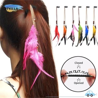 Băng đô cài tóc đính lông vũ phong cách boho thời trang dành cho nữ