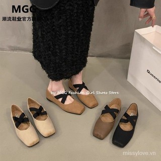 Giày Ba Lê 2024 Phong Cách Mới Dạ Hội Giày Đế Bằng Xuân Thu Nữ Phong Cách Pháp Mũi Vuông MGG Mary Jane Nhẹ Nhàng VATR