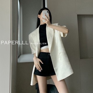 Mùa Xuân Mùa Hè Phong Cách Mới Lông Vũ Jacquard Tay Ngắn Phù Hợp Với Áo Khoác Nữ Thiết Kế Niche Cao Cấp Rời Mỏng Phù Hợp Với