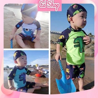 Bộ đồ bơi khủng long kèm mũ cho bé trai hot hit