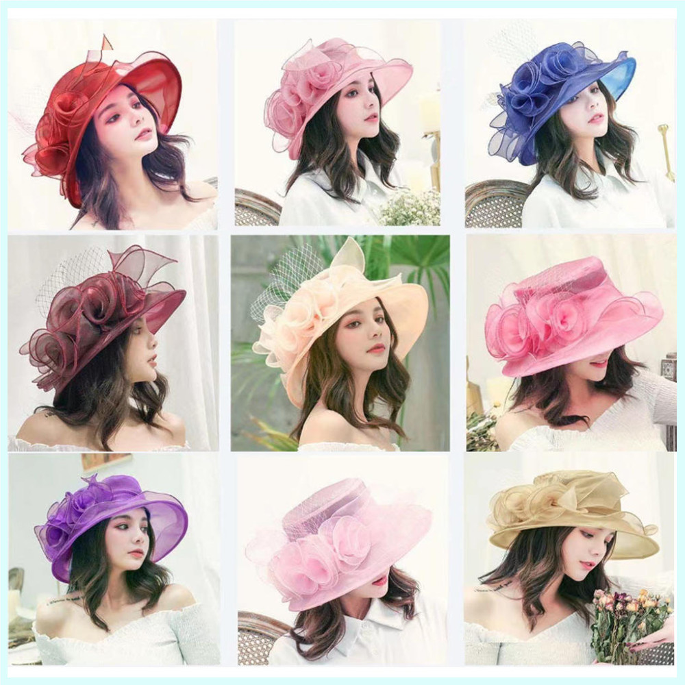 Mũ chống nắng nữ Mũ lưới Top Hat Organza Mũ chống nắng mùa hè
