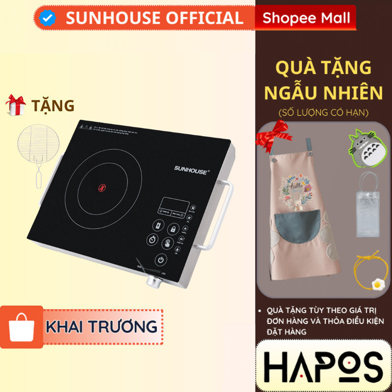 Bếp hồng ngoại Sunhouse SHD6011/SHD6017 cảm ứng Chính hãng, bêp điện đơn không kén nồi - HAPOS SUNHOUSE